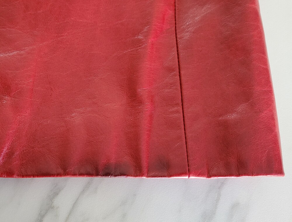 Vintage IDENTIFY Red Leather Matrix Trench Coat Sz 8 Canada Swiss Riri Zipper - Picture 15 of 16